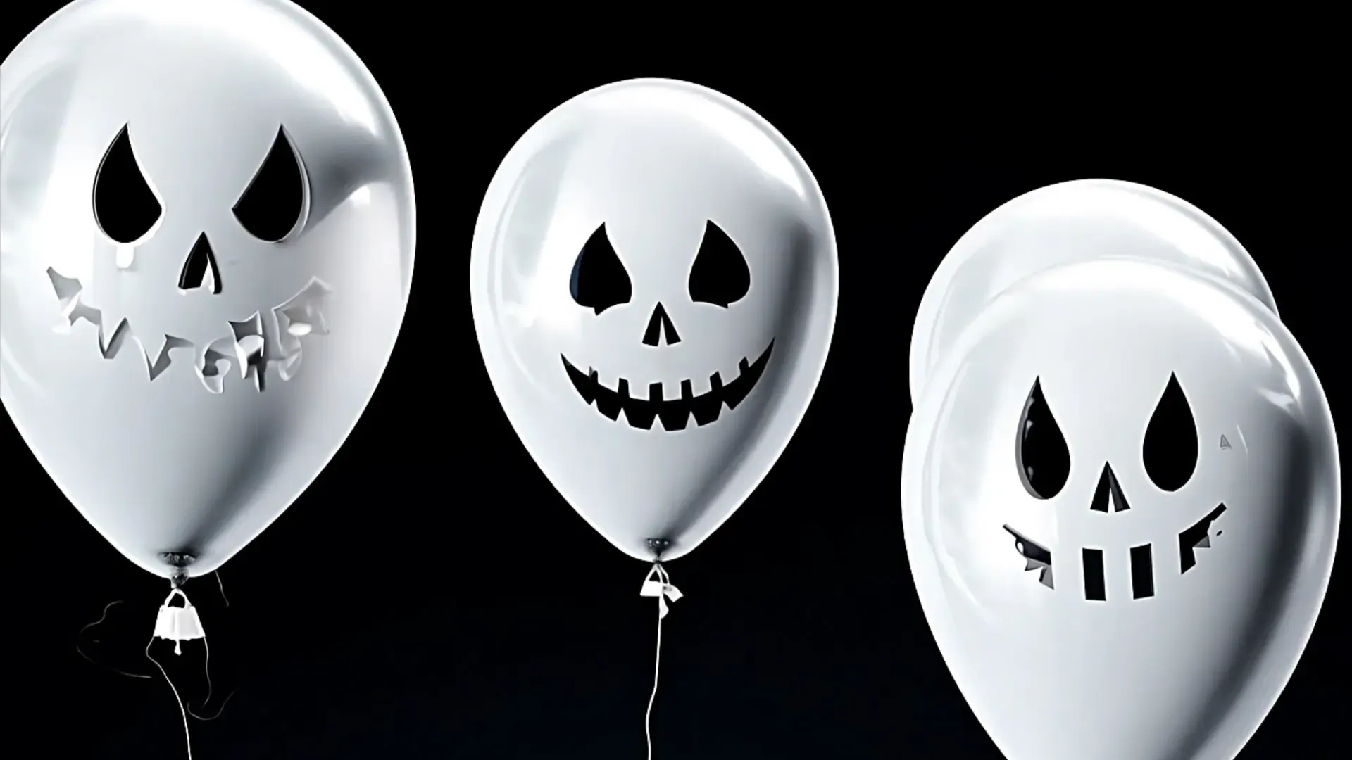 White Ghost Balloons Halloween Background Element